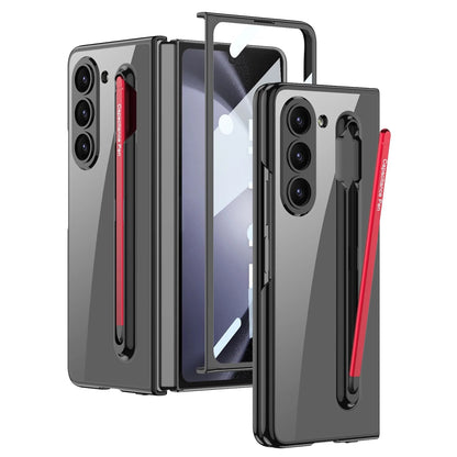 Transparent Case with Magnetic Hinge & Touch Pen For Galaxy Z Fold 5